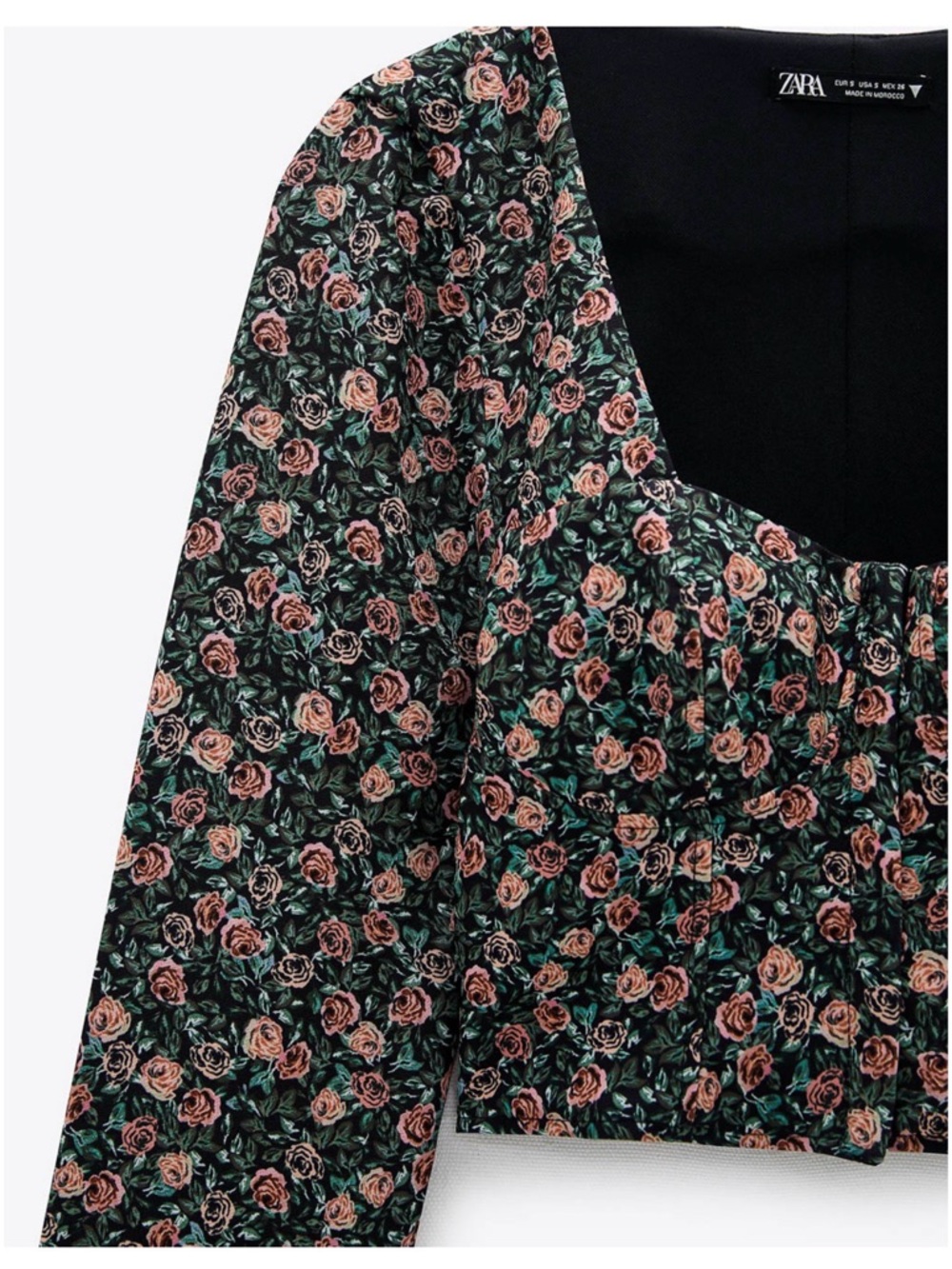 Zara Floral Corset Crop Top Size XS Rose Print Square Neck Cottagecore - Picture 6 of 13